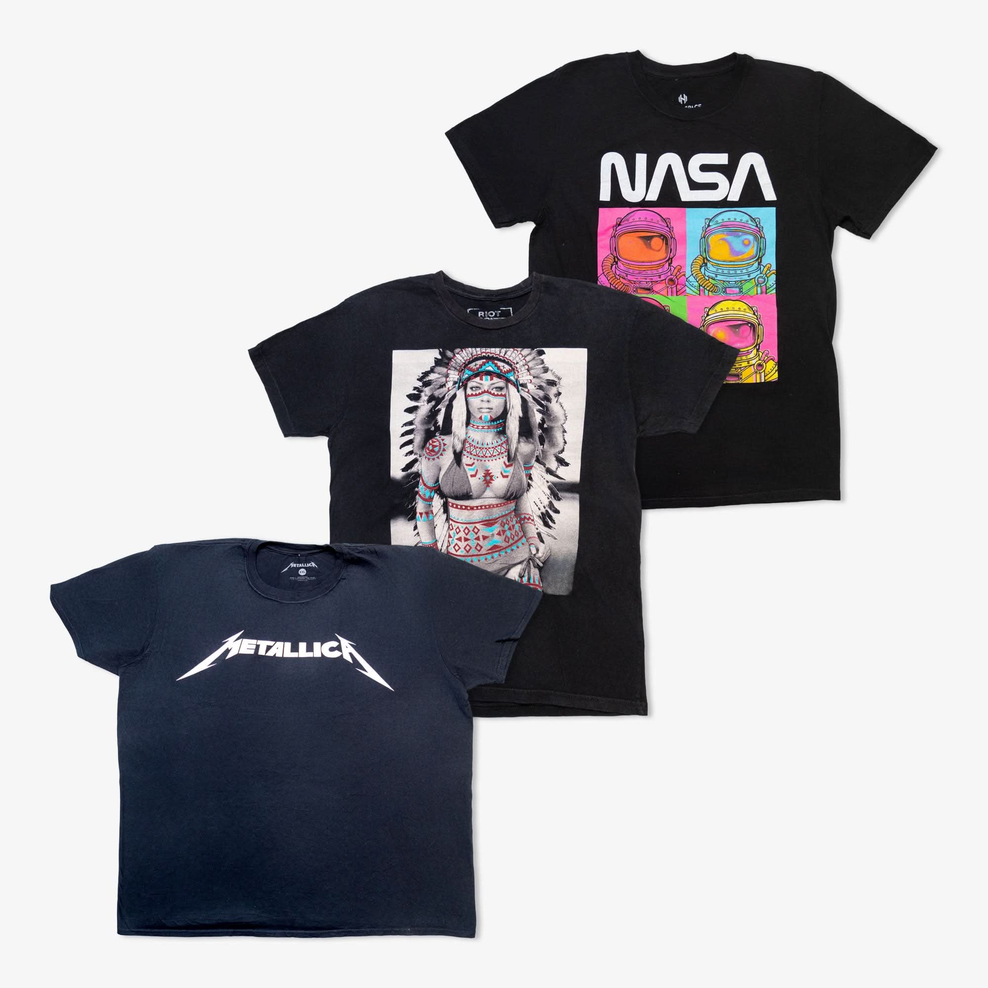 T-shirts imprimés noirs (Box de 60 pièces)-TAGZ