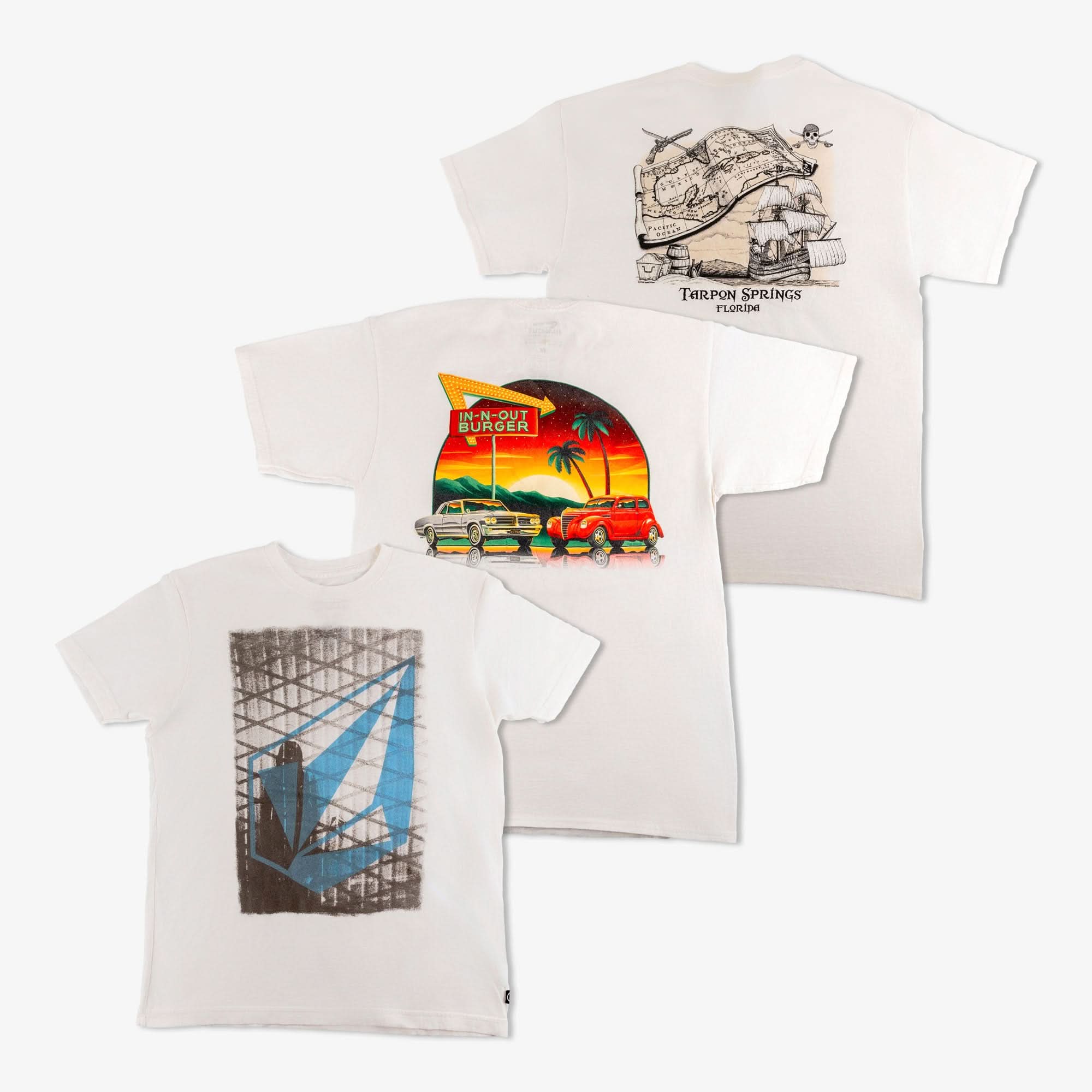 T-shirts imprimés blancs (Box de 65 pièces)-TAGZ