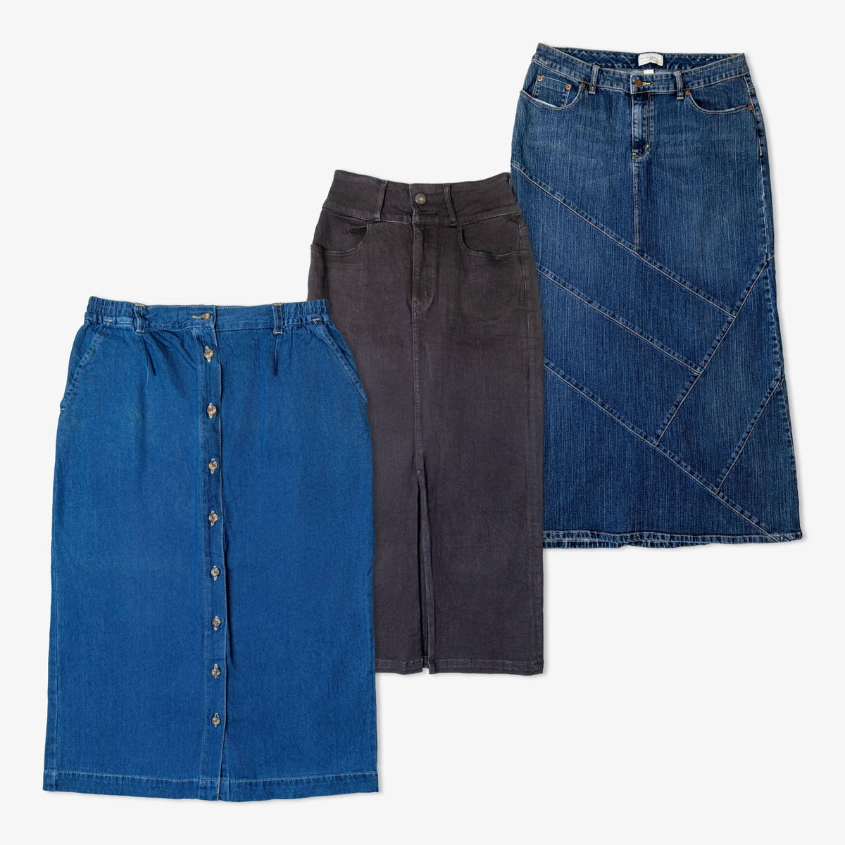 Lot de 30 jupes longues en jean-DENIM-SKIRT-LONG-TAGZ