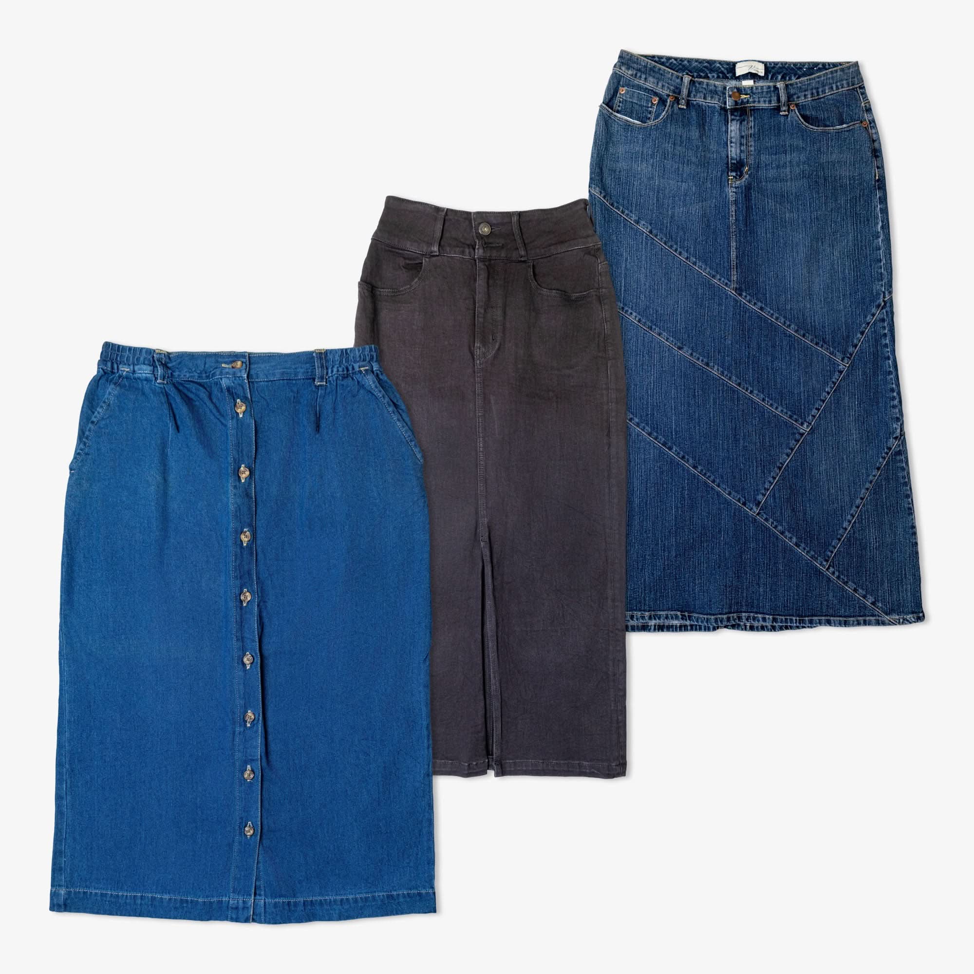 Lot de 30 jupes longues en jean-DENIM-SKIRT-LONG-TAGZ
