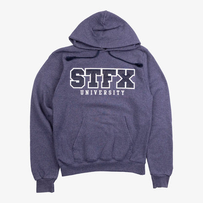 Box of American university sweatshirts