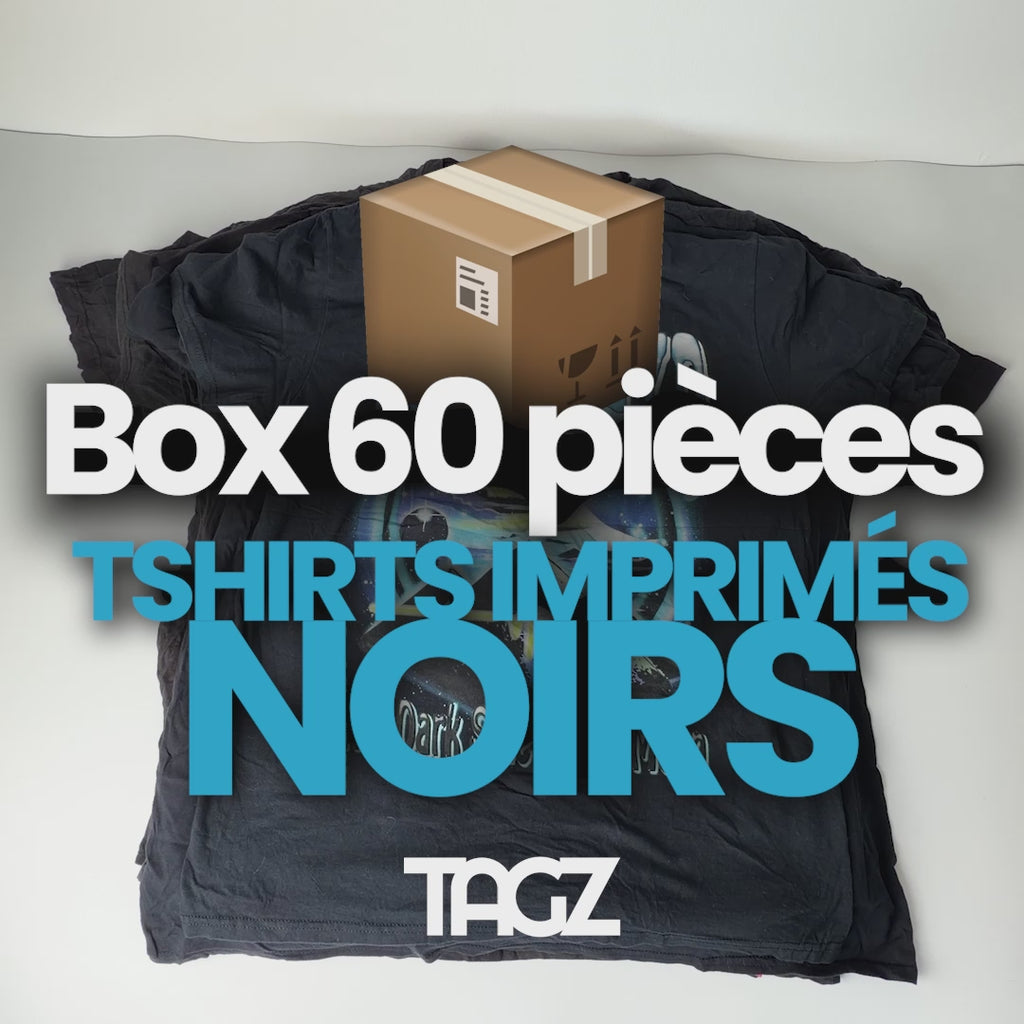Lot de 50 T‑shirts imprimés noirs