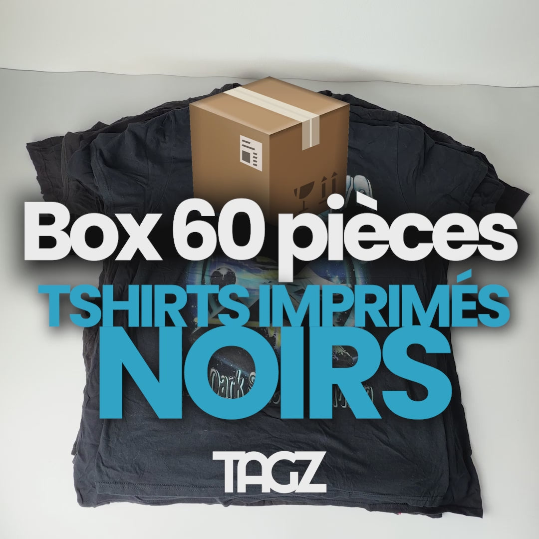 Lot de 50 T‑shirts imprimés noirs