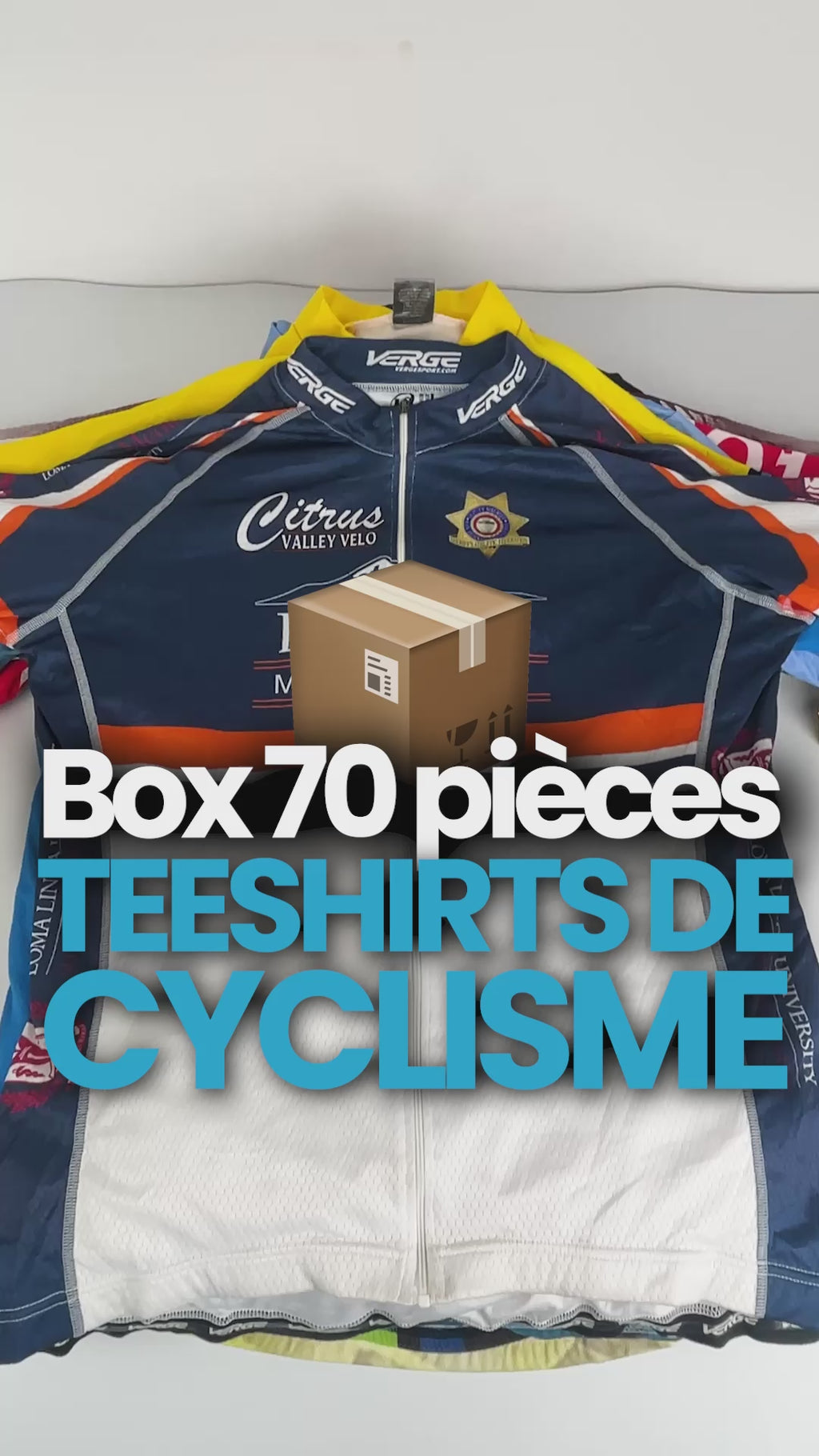 Lot de 70 t‑shirts de cyclisme
